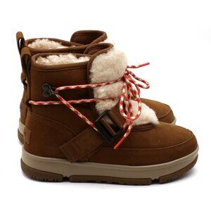 UGG Brown Ankle Boots with Cream Accents